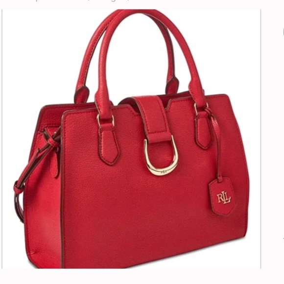 Lauren Ralph Lauren Kenton Pebble Leather Red Satchel